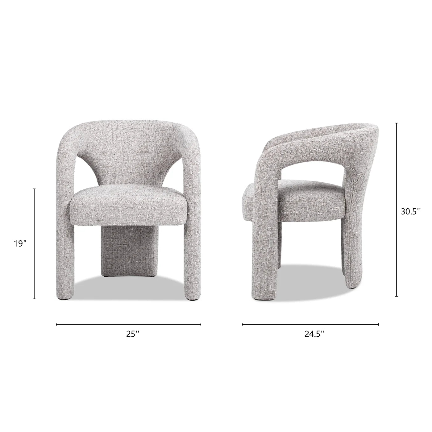 Sydney 25" Fully Upholstered Barrel Dining Chair, Multi-Greige Beige Chenille