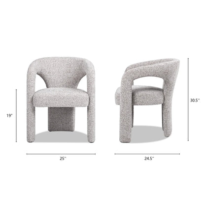 Sydney 25" Fully Upholstered Barrel Dining Chair, Multi-Greige Beige Chenille
