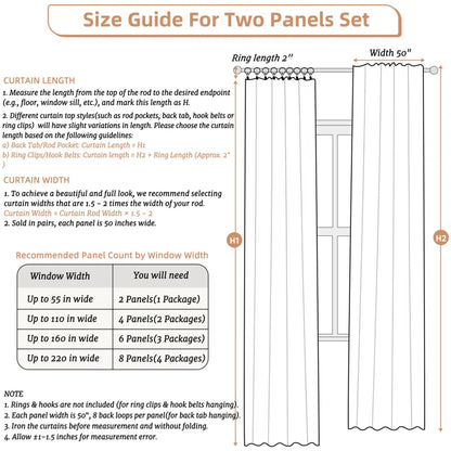 Cadnite 50" W Thermal 100% Blackout Linen Textured Curtain Panels (Set of 2)