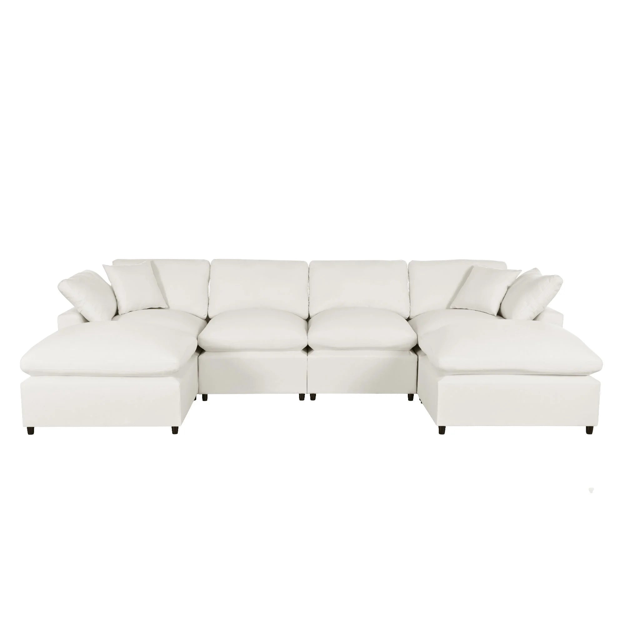 Hommeco Large U-Shape Modular Cloud Sectional Sofa with Reversible Chaise - Beige
