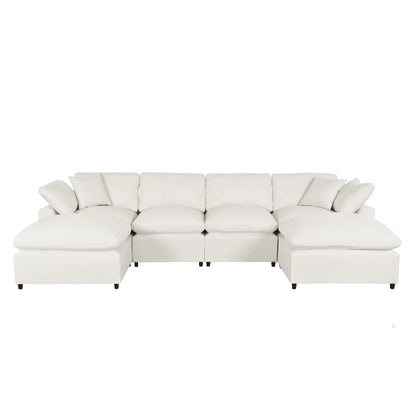 Hommeco Large U-Shape Modular Cloud Sectional Sofa with Reversible Chaise - Beige
