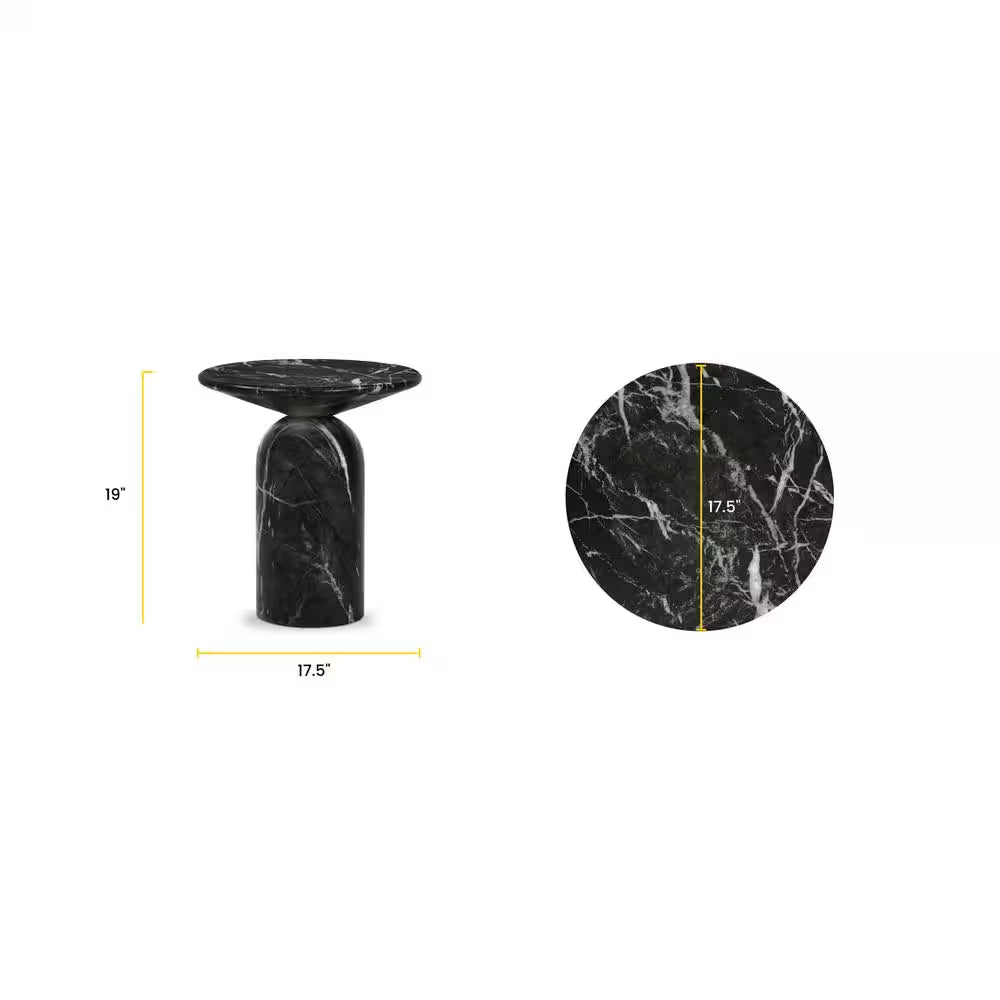 Wels 17.5 In. Black Marble End Table