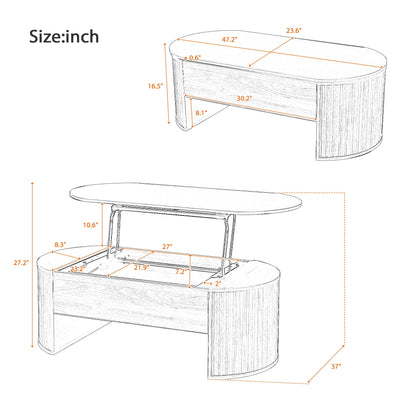 47.2"L Coffee Table with Lift Top