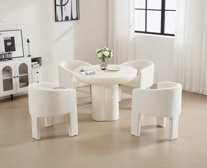 Modern Barrel Dining Chair with Solid Wood Legs, Upholstered Arm Dining Chair, Comfy Side Chair for Living Room/Dining Room(Set of 1)