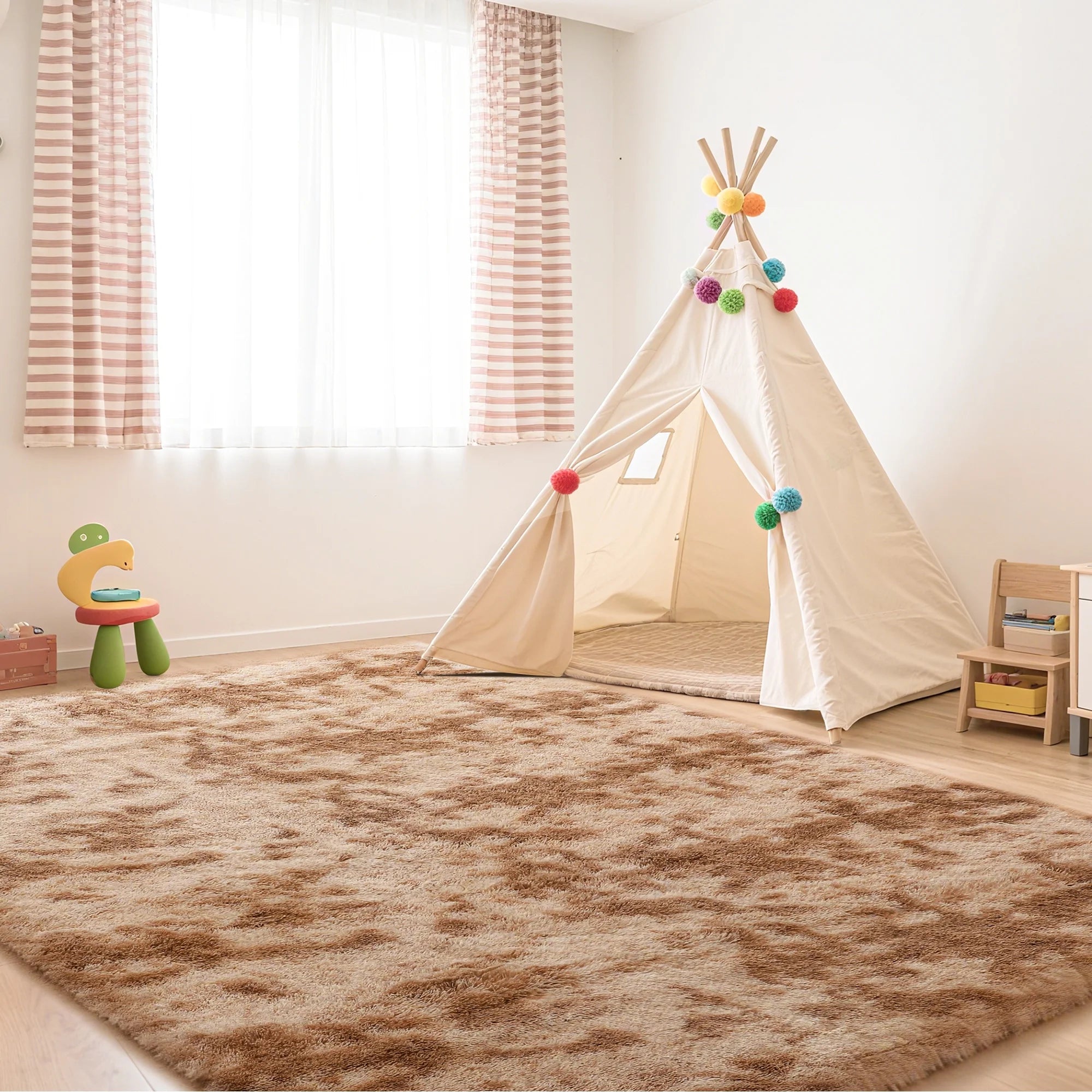 8Ft X 10Ft Area Rugs, Soft Fluffy Area Rugs Floor Mat Floor Rugs for Living Room Bedroom Modern Decor Carpet, Camel