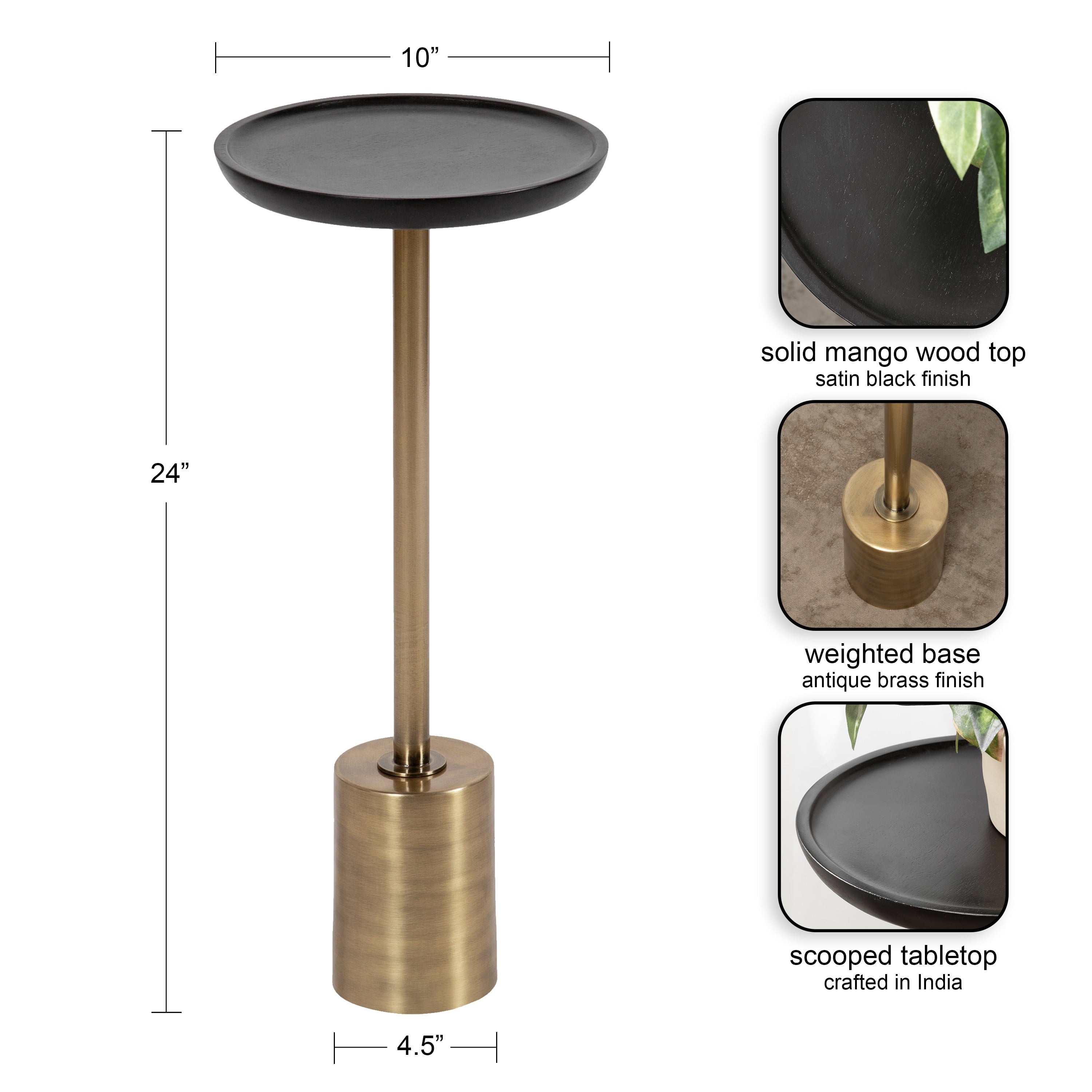 Round Wood and Metal Drink Table