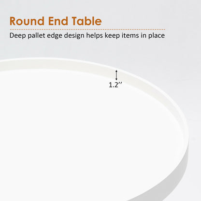 Wood round Side Table, White/Brown