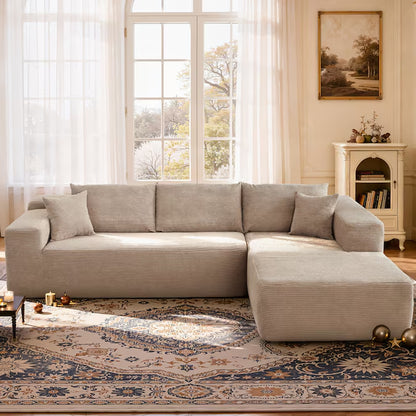 Modern Beige Striped Sectional 103.55-In W 