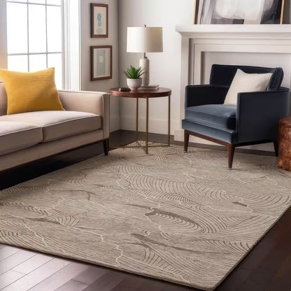 Mayfield Premium Machine Washable Abstract AMF1048 Beige 8 Ft. X 10 Ft. Area Rug