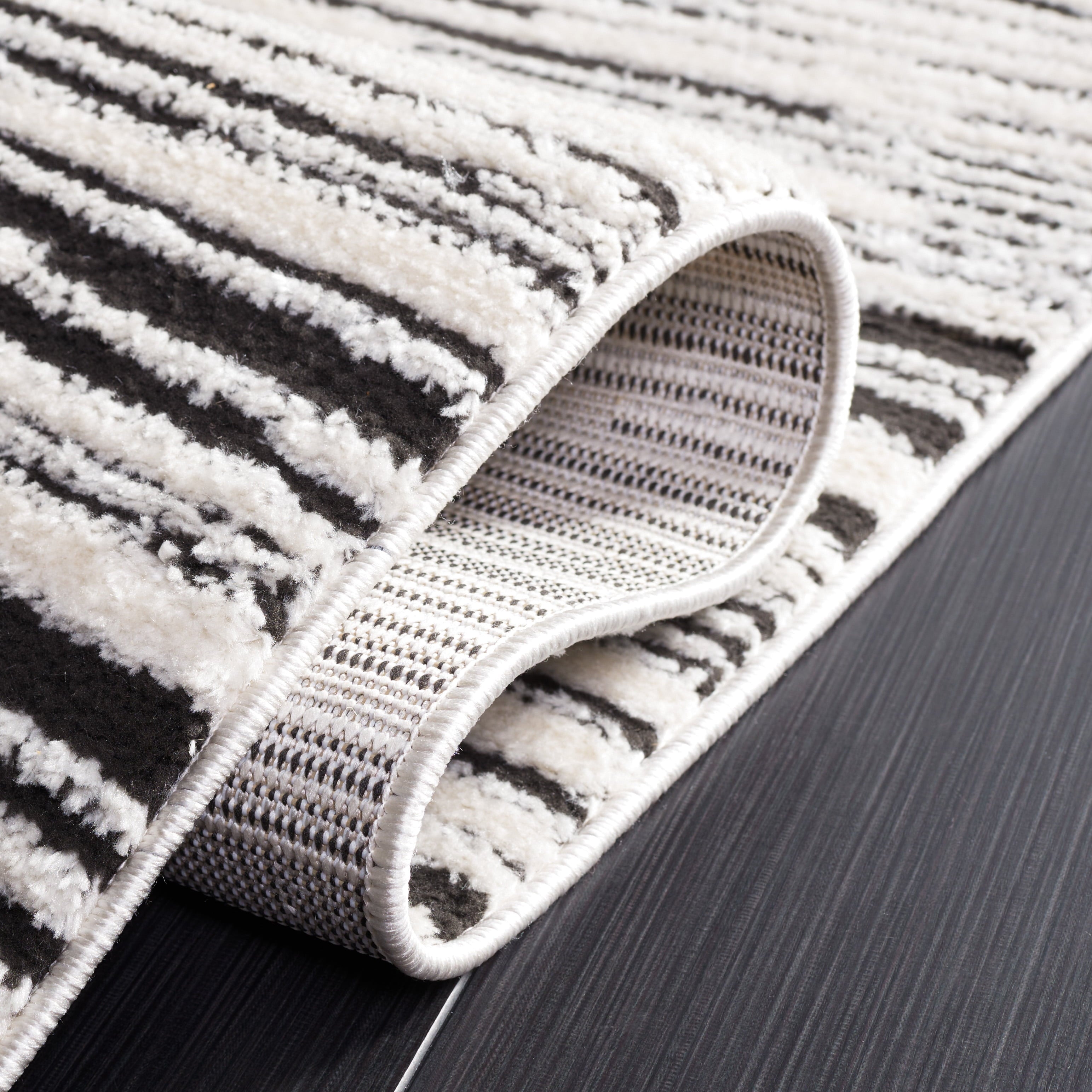 Melody Modern Area Rug, Ivory/Black, 8' X 10'
