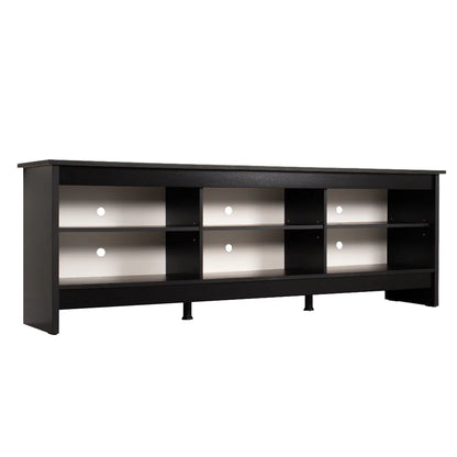 Modern Black TV Stand for 65/75 Inch TV - Wooden Entertainment Center with 6 Shelves