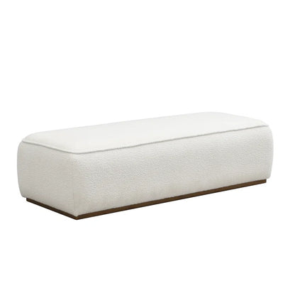 Mayson Grainy Fabric Upholstered Bench with Wooden Base