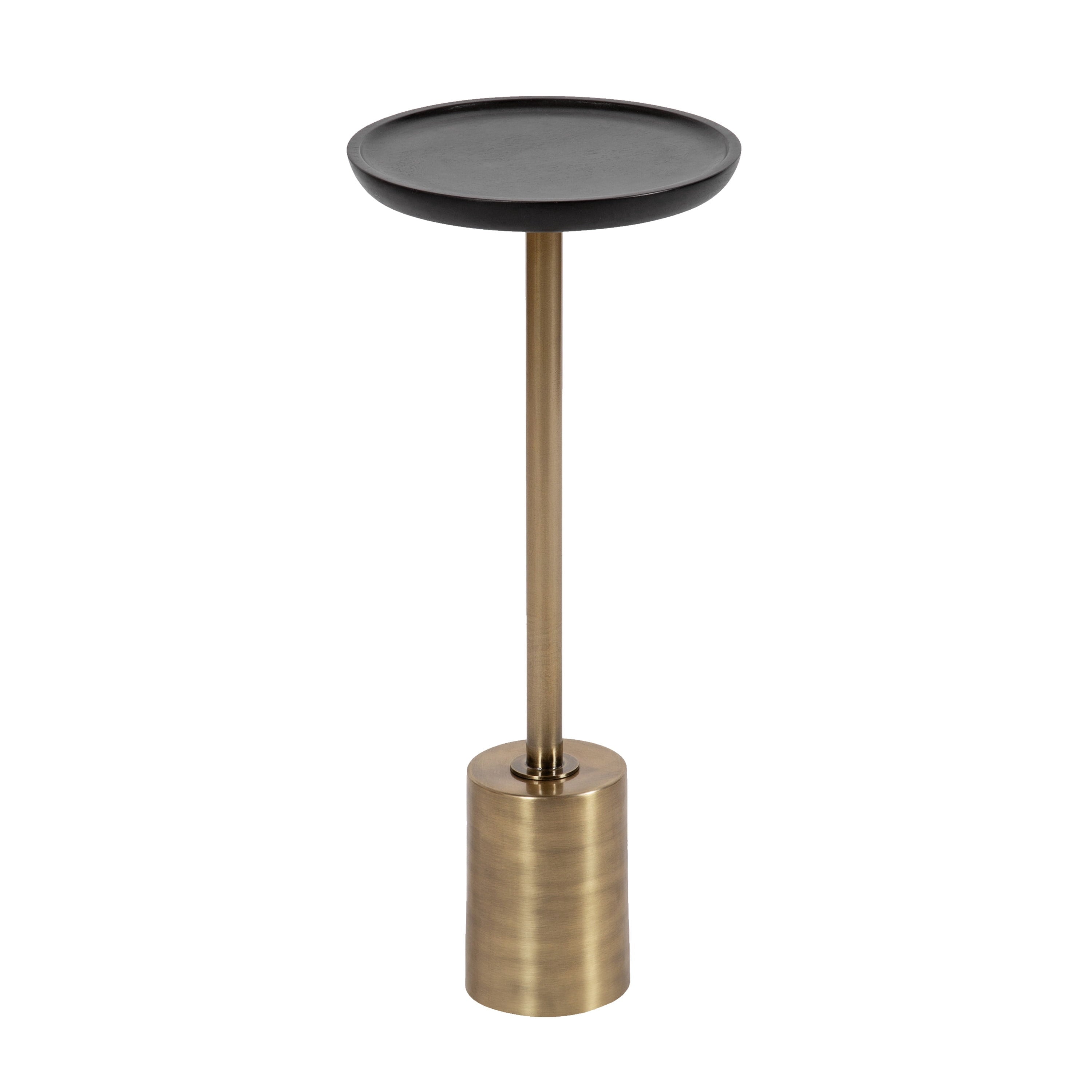 Round Wood and Metal Drink Table