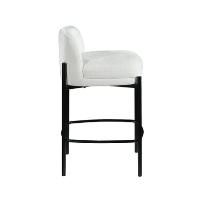 Cream Chenille Fabric Stool (Set of 2)