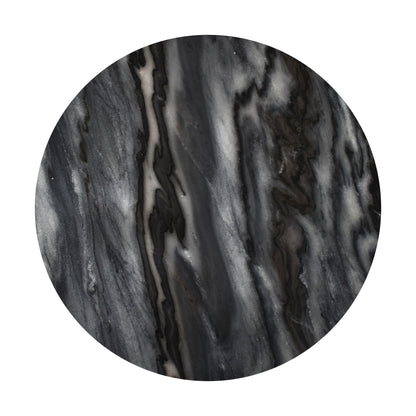 Hommeco 17.75" Contemporary Natural Marble X-Shaped End Table - Handmade Black & Gray