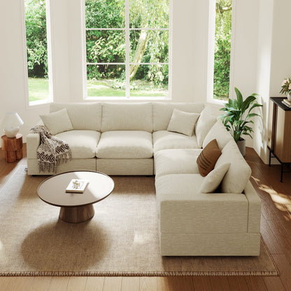 95.4" Modular Cloud Sectional | 5-Seat L-Shape Sofa