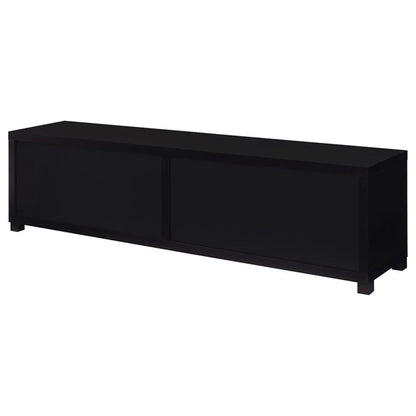 Media Console with Framed Glass Panels Black