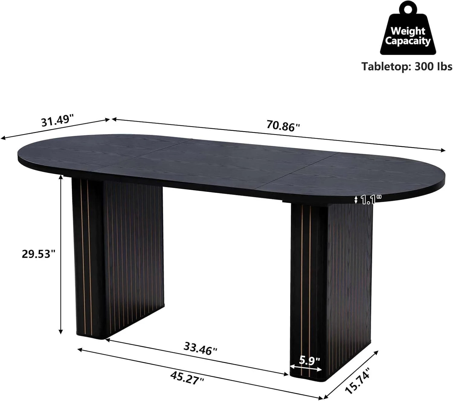 Rustic Black 71" Oval Dining Table | Meeting & Reception Table