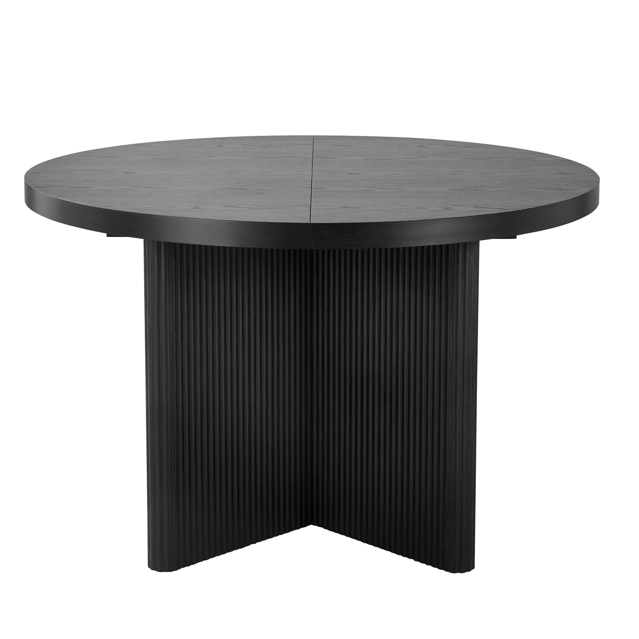 Round Expandable Dining Table, Black Wood Finish