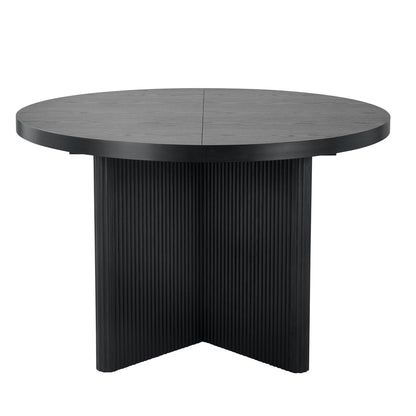 Round Expandable Dining Table, Black Wood Finish