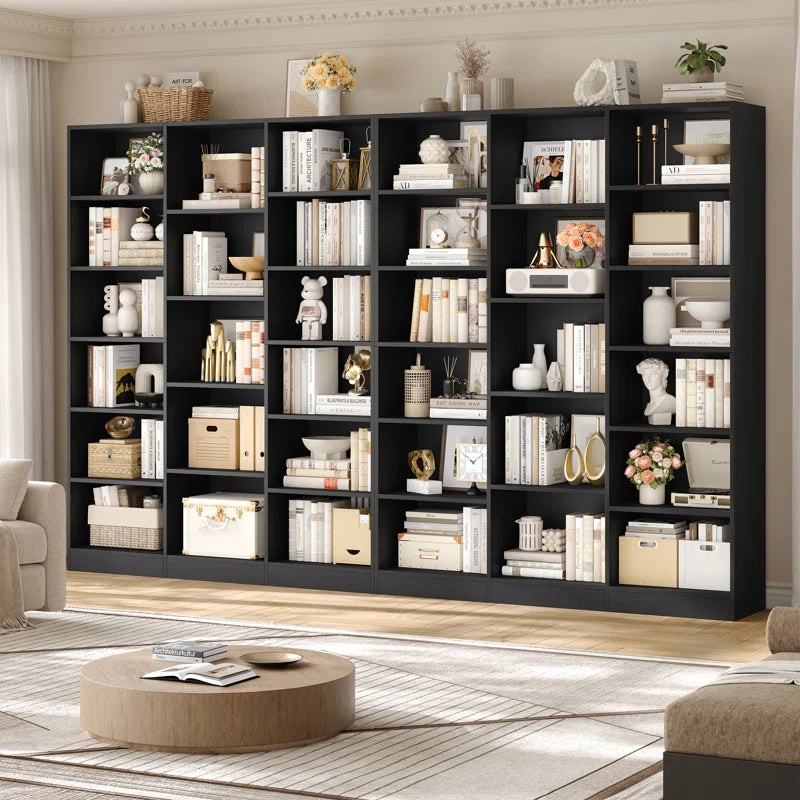 Wakil 74"H X 59"W 6-Tier Large Wood Storage Bookcase