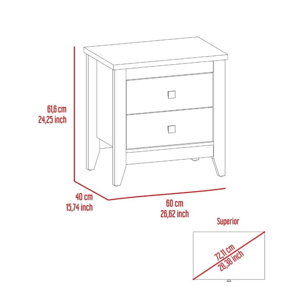 2 Shelf Wood Nightstand - Set of 2