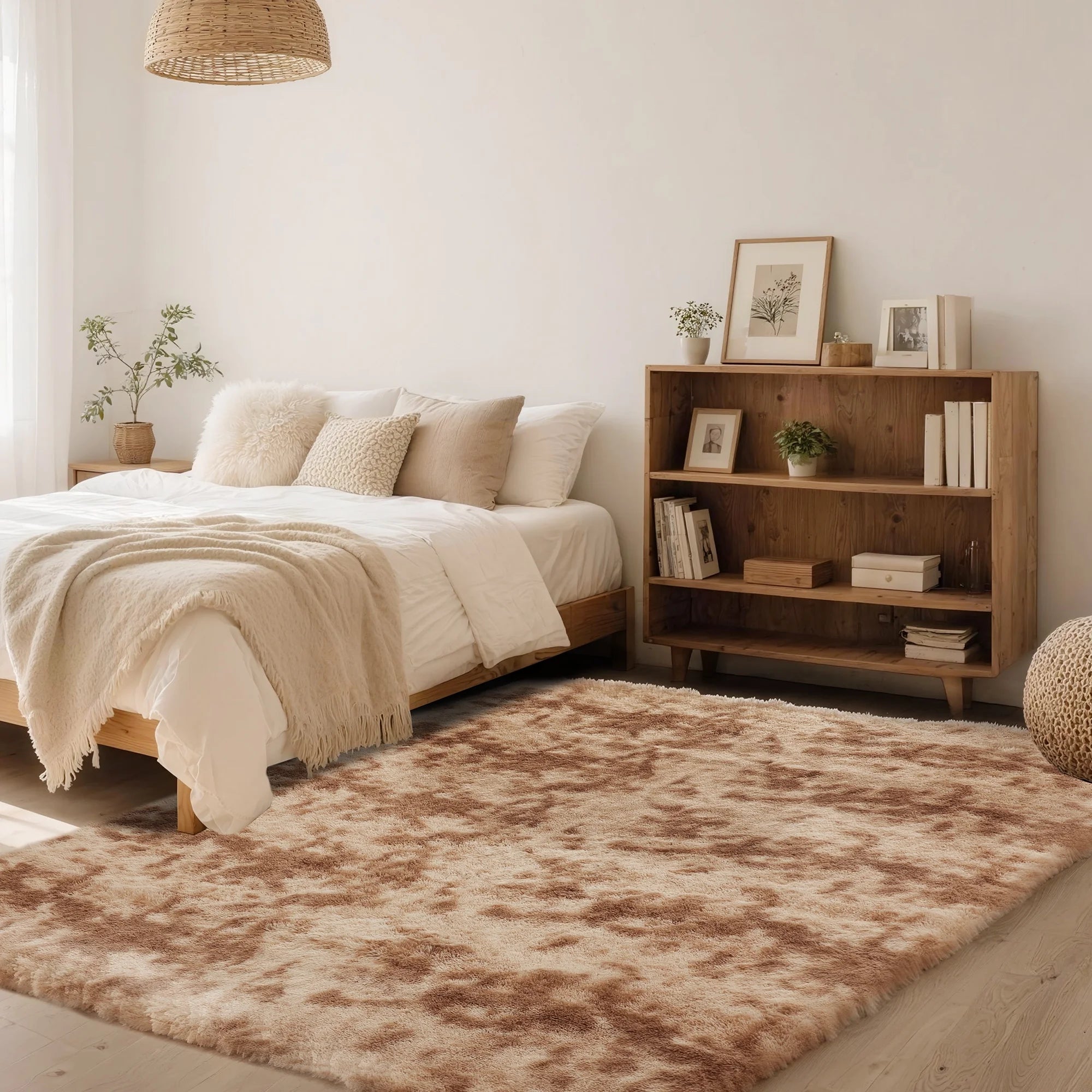 8Ft X 10Ft Area Rugs, Soft Fluffy Area Rugs Floor Mat Floor Rugs for Living Room Bedroom Modern Decor Carpet, Camel