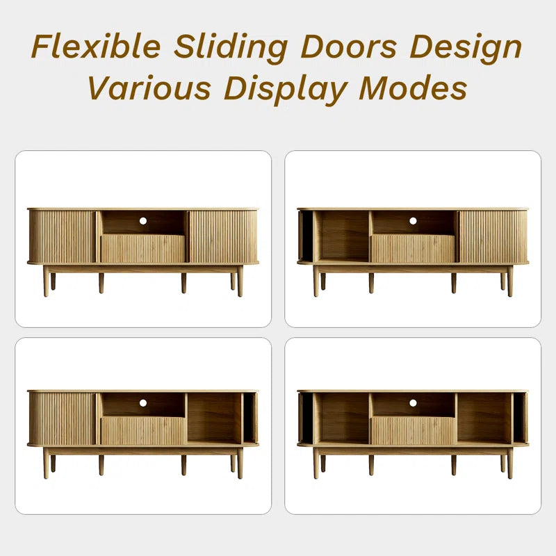Tambour TV Stand for Tvs up to 70 Inch, TV Console with Sliding Doors