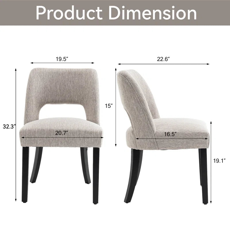 Linen Dining Chair with Solid Wood Legs