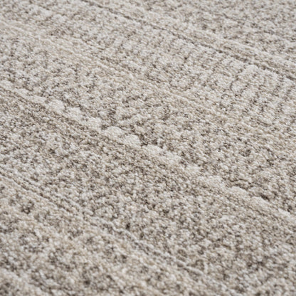 Casablanca Collection Living Room Bedroom Area Rug - Cozy Moroccan Farmhouse Carpet - Brown, Beige - 6'7" X 9'