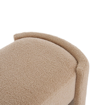 Generic Modern Long Ottoman with Wooden Frame and Polyester Upholstery, Light Camel