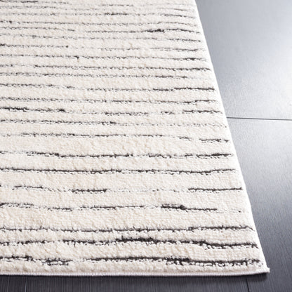 Modern Area Rug, Ivory/Black, 8' X 10'