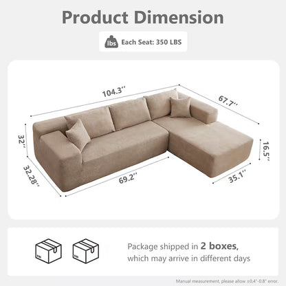 Modern Beige Striped Sectional 103.55-In W 