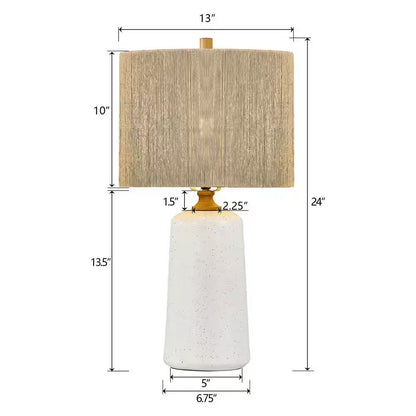 24 In. White Vintage Dimmable Ceramic Bedroom Living Room Bedside Desk Nightstand Table Lamps (Set of 2)