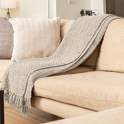 Chenille Hand Woven Throw Blanket
