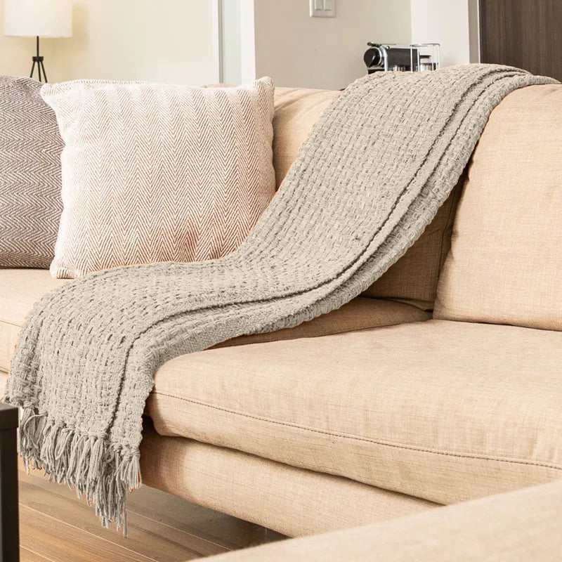 Chenille Hand Woven Throw Blanket