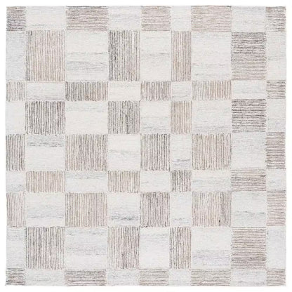 Pine 6 Ft. X 6 Ft. Beige/Brown Geometric Grid Square Area Rug