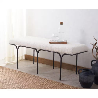 Marvin Ivory/Black Entryway Bench 48 In.