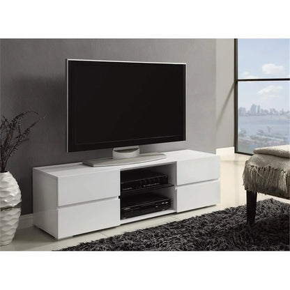 Galvin 4-Drawer TV Console Glossy White