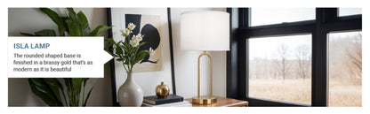 20'' Table Lamp with White Fabric Drum Shade Modern Table Light Fixture