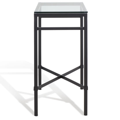 Glass Top Metal Side Table, Black