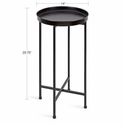 Celia 13.75-In W X 25.75-In H Black Metal round Modern End Table