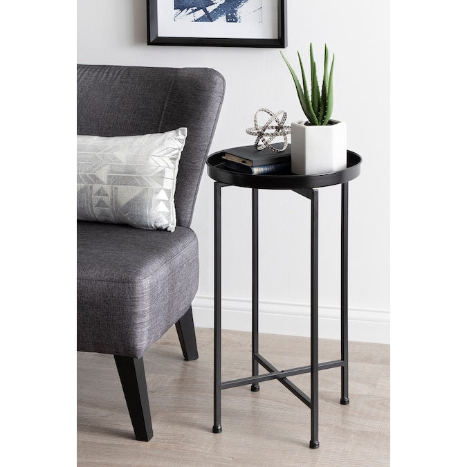 Celia 13.75-In W X 25.75-In H Black Metal round Modern End Table