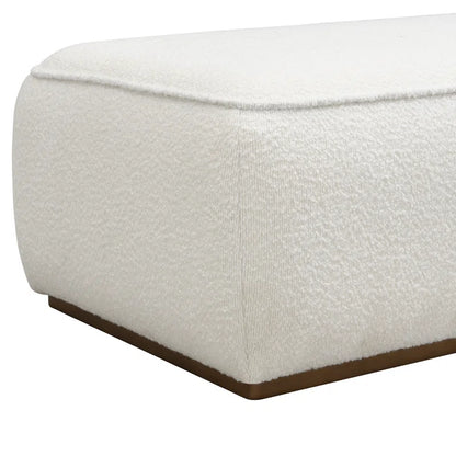 Mayson Grainy Fabric Upholstered Bench with Wooden Base