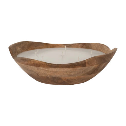 Jeimi Vanilla Wood Bowl Candle, Natural, Wood
