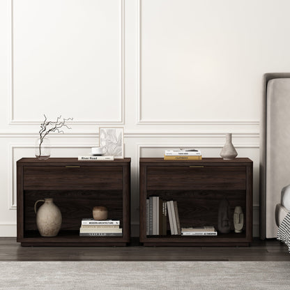 Evelyn Modern 32 Brown Nightstand 2.0 with 2 Full Extension Drawers - Set of 2
