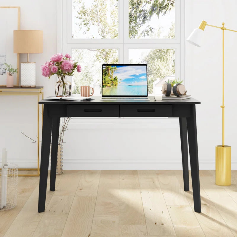 Caidence 2-Drawer Writing Desk with Solid Wood Legs