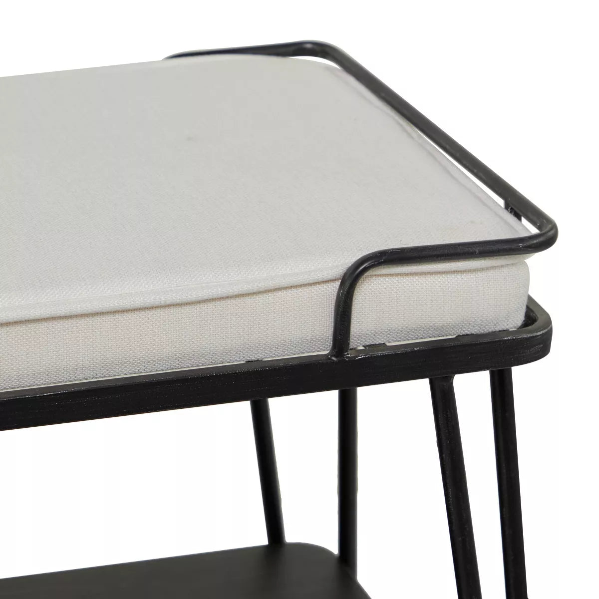 Industrial Upholstered Metal Bench Black - Olivia & May: Cotton Entryway, No Storage, Indoor Use