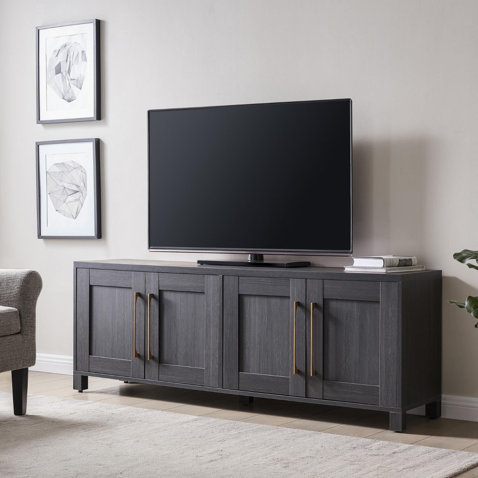 Rectangular TV Stand for Tv'S up to 75", Black Grain