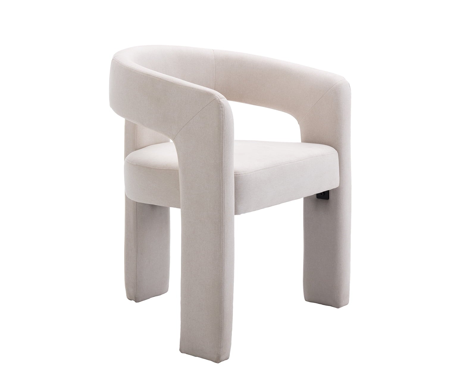 Modern Linen Upholstered Dining Chair, Cute Barrel Side Armchair Kitchen Chair with Armrests and Back for Living Room Dining Room Bedroom, Ivory